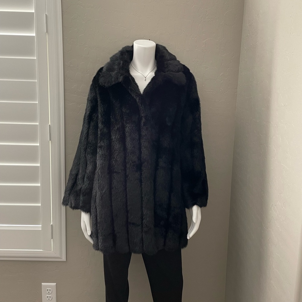 Jaclyn Smith Black Faux Fur Coat
